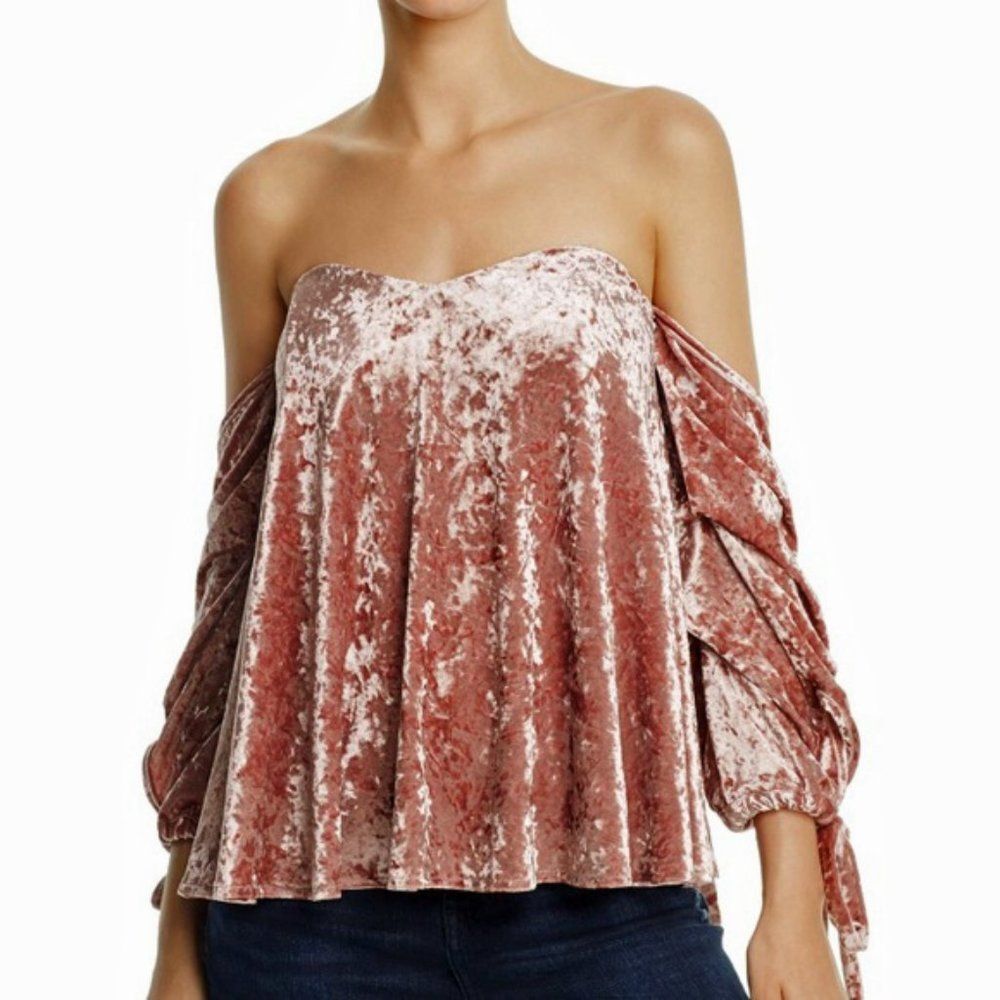 DO+BE Pink Velvet Off-Shoulder Top
